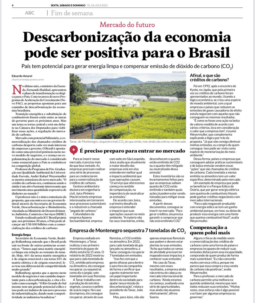 Tanac é destaque em reportagem no Grupo Sinos